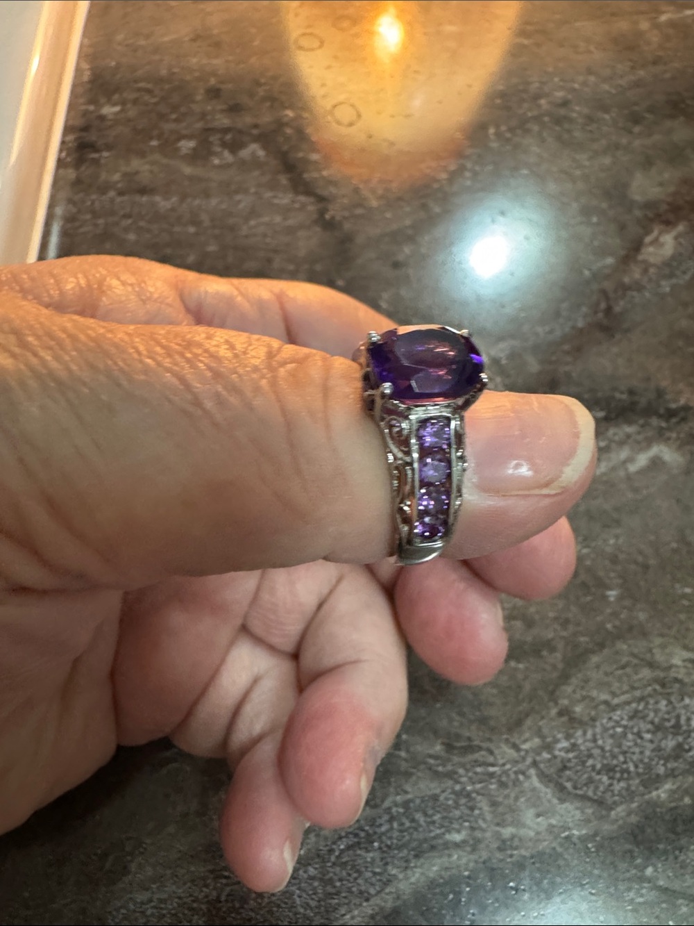 Purple Gemstone Sterling-Style Women's Ring